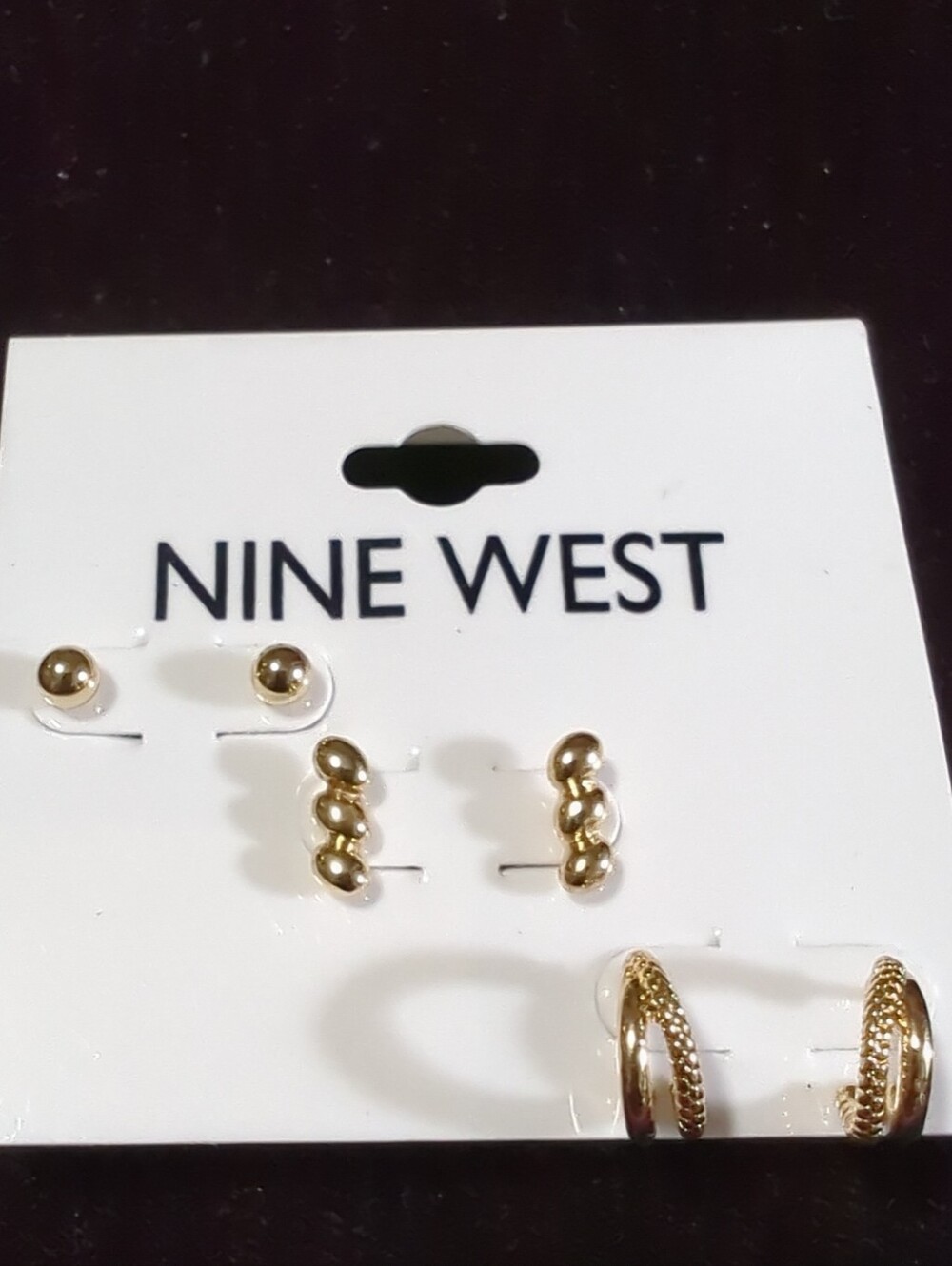 Nine West Trio Earring Set Gold Tone NWT
